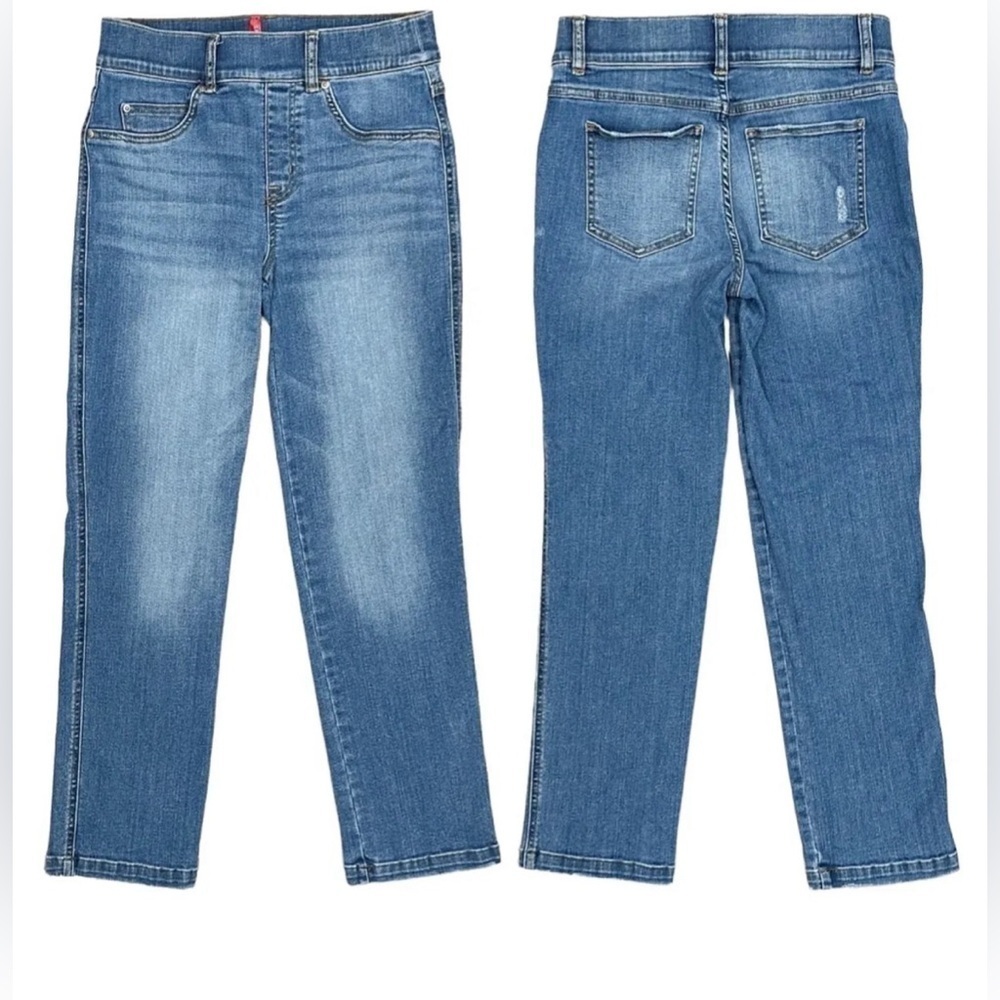SPANX ANKLE STRAIGHT LEG JEANS IN VINTAGE INDIGO MEDIUM WASH JEAN LARGE